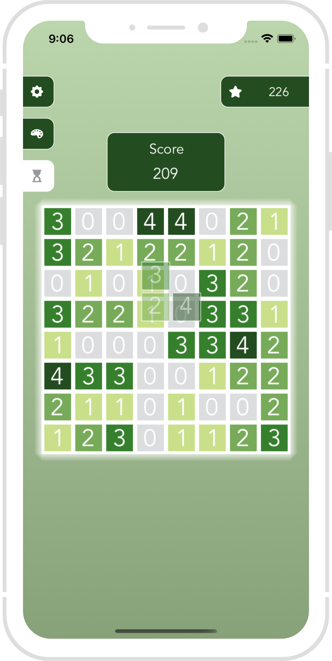 A screenshot of the puzzle game LoFive where a player is placing pieces.