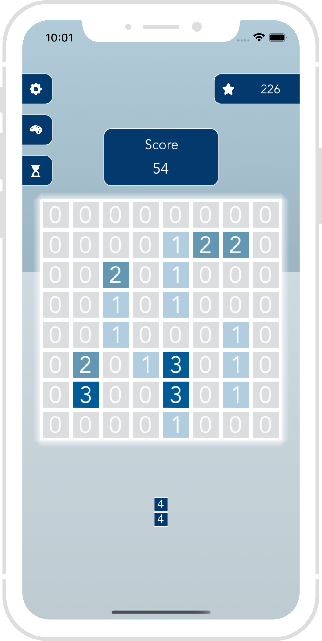 A screenshot of the puzzle game LoFive where a user is playing a mode called Turbo Mode, which includes a timer.